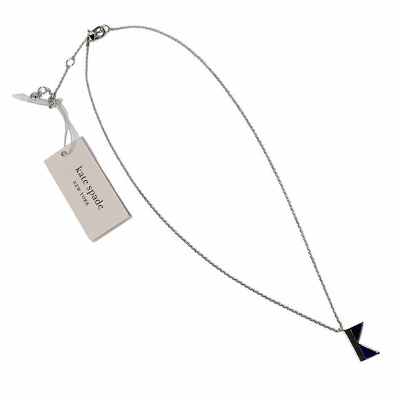 KATE SPADE NEW YORK Necklace Initial pendant "K" Silver-tone Enamel Blue NEW - Picture 3 of 5